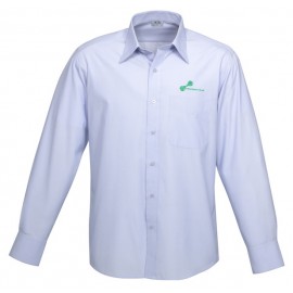 Mens Ambassador Long Sleeve Shirt (Blue) with green logo